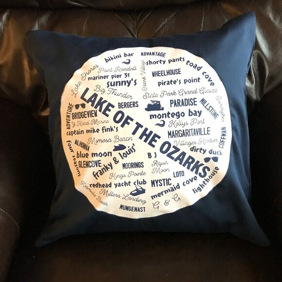Summer Lake House Pillow Cover, 18x18: Lake of the Ozarks Marinas & Landmarks - Picture 4 of 8